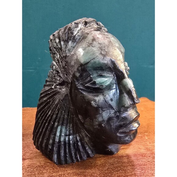 Primitive South American Style Carved Serpentine Stone Head  3"x2.5"x2" - Picture 3 of 7